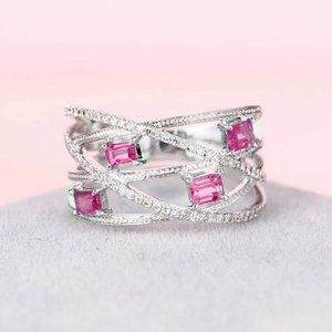 💍 Fashion Cross Multi Layer Romantic Gems Zircon Rings for Women, EVGG1295